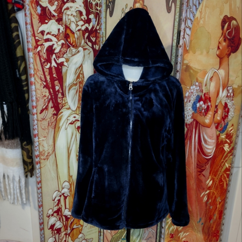 Faux Fur Blue Zip Up